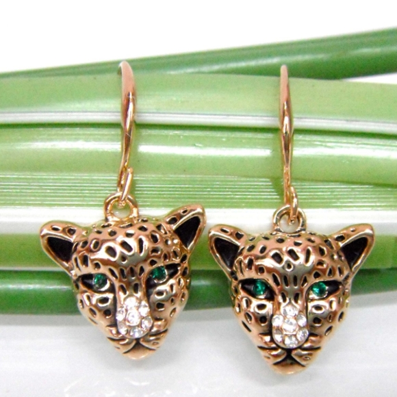 NEW 18k Yellow Gold Plated Cheetah Leopard Head - Picture 2 of 4